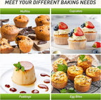 12 Cups Silicone Muffin Pan with Metal Reinforced Frame Regular Size Cupcake Pan Tray Egg Bites Silicone Circle Cookie Molds Muffin Tin Tart Pans Baking Sheet Set for Oven Dishwasher Safe