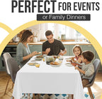 Party Solids 66% Thicker Premium Plastic Table Cloth Rectangle Table Cover 0.5 Mil 6 Pack White Table Cloth 54 Inch x 108 Inch Disposable Tablecloth Won't Tear Easily Like Cheap Thin Brands