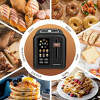SEEDEEM Toaster 2 Slice, Touch Control Stainless Toaster LCD Display, 50% Faster Heating Speed, 1.4'' Wide Slots, More Timer Functions, Removable Crumb Tray, 1350W, Dark Chocolate