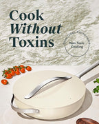 Caraway Nonstick Ceramic Sauté Pan with Lid (4.5 qt, 11.8") - Non Toxic, PTFE & PFOA Free - Oven Safe & Compatible with All Stovetops (Gas, Electric & Induction) - Cream