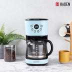 Haden 12 Cup Programmable Drip Coffee Maker Coffee Machine Bundled with Heritage 4 Slice Wide Slot Stainless Steel Toaster, Turquoise & Chrome