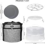 12 Inch Cake Carrier with Lid & Handle BPA-Free Cake Transport Container, Includes Insulated Bag, Cupcake & Pie Holders for Secure Dessert Delivery (Fits 7" Tall Cakes) (Grey)