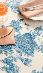 patdrea Designer Vintage Cyan Tablecloth for Rectangle Table,Linen Ancient Castle and Manor Pattern Tablecloths,Table Cover Decor for Kitchen Dining Christmas,Thanksgiving,55"x87"-Lucerne a