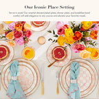 MACKENZIE-CHILDS Enamel Dinner 3-Piece Set, 10-Inch Round Serving Plate, 8-Salad/Dessert Plate, Breakfast Bowl, Rosy Check
