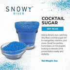 Snowy River Sky Blue, Cocktail & Margarita Sugar Rimmer - Vibrant Color Glass Rimming Sugar with Medium Crystal Texture - 8oz