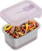 Bentgo MicroSteel Heat & Eat Container – Microwave-Safe, Leak-Proof, Easy-to-Clean, Lightweight Stainless Steel Reusable Food Storage with Airtight Silicone Lid (Lunch Size; 3-Cup Capacity; Dusk)