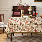ISAENNE Designer Bohemian Linen Rectangular Tablecloth,Colorful Floral Pattern Table Cloth,Wrinkle Resistant Decorative Tablecloths for Dining Thanksgiving Kitchen Party,55"*87"-Grace A