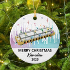 Customized Text Year Name Harmonica Instrument Player Ceramic Ornament, Personalized Harmonica Christmas Ornaments Gift for Harmonicist Women Men Friends Brother Sister, Harmonicas Musical Ornament