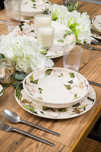 Bico Magnolia Floral Pasta Bowls, 35oz Salad Bowl Set of 4, Large Ceramic Serving Dinner Bowls for Soup and Cereal, Microwave and Dishwasher Safe, Gift for Housewarming and Thanksgiving