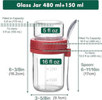 Danmu 4 Pack Overnight Oats Containers with Lids 16 oz,Dual-Layer Yogurt Parfait Cups with Lids,Meal Prep Containers Glass for Snack,Overnight Oats,Yogurt,Parfait,Salad Dishwasher Safe