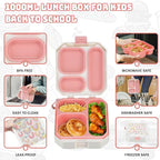 Itslife Bento Lunch Box Set for Kids with 12oz Soup Thermo&Lunch Bag, Leak-Proof Lunch Food Containers for Kids School, 5 Compartment, Sauce Cup, 10 Notes (Rainbow White)