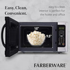 Farberware 1.2 Cu. Ft. Countertop Microwave Oven – 1000 Watts Power, Smart Sensor Auto Cook Settings, Defrost, Easy Clean and Child Safety Lock - Stainless