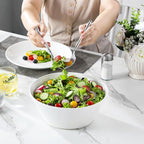 MALACASA Serving Bowls, 105 OZ Large Salad Bowls Set of 2, Porcelain White Bowls for Kitchen, Large Bowl for Salad, Soup, Pho and Fruit, Ceramic Serving Bowls for Party, Microwave Safe, Series Regular