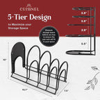 Pan Organizer - 2-PACK of Silicone-Coated Non-Slip 15" Heavy Duty Skillet Rack - Kitchen Counter/Cabinet Organization Storage - Holder for Cookie Sheet, Cutting Board, Cast Iron Cookware, Dish Stand