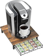 DecoBrothers K-Cup Holder Drawer for 30 Coffee Pods Storage, Rustic Brown