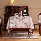 ISAENNE Designer Vintage Linen Table Cloth for Rectangle Table,Red Floral Pattern Linen Stain Resistant Tablecloth,Decor Tablecloths for Dining Thanksgiving Kitchen Party,55"*79"-Harmony