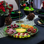 Plasticpro 6 Sectional Round Plastic Serving Tray/Platter (2, Green)