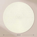 FunWheat Round Braided Placemats Set of 6 Place mats for Dining Tables Woven Heat Resistant Table Mats 15 inch (Ivory,6pcs)
