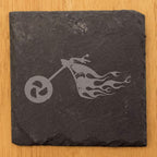 Ride The Fire: Flaming Chopper Motorcycle Coasters - Square Slate - Set of 4