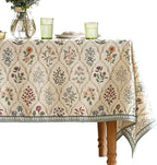 ISAENNE Designer Linen Extra Long Rectangle Tablecloth,Western Colorful Floral Indoor Table Cloth,Wrinkle Resistant Decor Tablecloths for Dining Thanksgiving Kitchen,67"*118"-Serenity B
