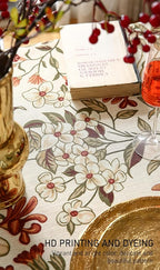 ISAENNE Designer Bohemian Linen Rectangular Tablecloth,Colorful Floral Pattern Table Cloth,Wrinkle Resistant Decorative Tablecloths for Dining Thanksgiving Kitchen Party,55"*87"-Grace A
