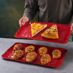 LEHAHA Christmas Melamine Platters for Serving Food, Colored Serving Trays, 17.5 x 10 Rectangular Turkey Serving Tray, Set of 2, Perfect for Outdoor, Christmas Parties, Restaurant, Dishwasher Safe
