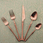 Gugrida Unique Flatware Set - 5 Piece Iridescent Silverware Sets | 18/10 Stainless Steel Reusable Cutlery Set | Luxury Rose Gold Utensils Service For 1 with Dessert Fork, Knife, Spoon, Dinner Fork