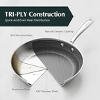 Redchef Non Stick Frying Pans, Hybrid Ceramic Frying Pan, Nonstick Skillet with Stay-Cool Handle, Non Toxic, PFAS PFOA & PTFE Free, Dishwasher & Oven Safe, Compatible All Cooktops (Black, 10 inch)