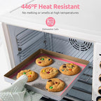 446ºF Heat Resistant Macaron Mat: U-Taste 11x11in Non Stick Silicone Baking Mat, Reusable Cookies Pastry Sheet Liner with Edge Enhancement & Circle Measurement for Square Cake Pan (2 PCS, Pink)