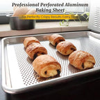 12 Pack Full Size Aluminum Perforated Baking Sheet Pan, 26"×18" Cookie Sheets For Oven in Bakery, Restaurant & Kitchen
