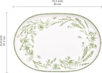 Bico Green Garden Toile De Jouy 16 plus 12 inch Oval Platters Set, Set of 2, Microwave and Dishwasher Safe, for Serving Fish, Chicken, Turkey