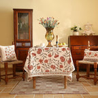 ISAENNE Designer French Extra Long Rectangular Tablecloth,Linen Orange Floral Pattern Indoor Table Cloth,Wrinkle Resistant Decor Table Cloth for Dining Thanksgiving Kitchen,63"*110"-Alvarado D