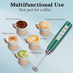 Milk Frother Handheld for Coffee, Electric Whisk 3 Speed Adjustable, Drink Mixer with Stainless 3 Whisks, Rechargeable Hand Frother Wand, Foam Maker for Latte Cappuccino Hot Chocolate Egg Green