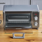 BLACK+DECKER Crisp 'N Bake Air Fry Countertop Convection Toaster Oven, Medium Capacity, 4-Slice, 5-in-1, Fits 9” Pizza, 30-Min Timer, Bake, Broil, Air Fry, Toast, Keep Warm, Stainless Steel
