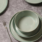 Stone Lain Claire 4-Piece Bowl Set Stoneware, Bowls, Dishwasher and Microwave Safe, Dish Set for 4, Green
