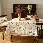 ISAENNE Designer Floral Linen Small Square Tablecloth,French Off White Elegant Table Cloth,Washable Home Decor Tablecloths for Dining Thanksgiving Kitchen Christmas Party,55"*55"-Grace B
