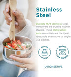 U Konserve Stainless Steel Nesting Trio Food Containers with Silicone Lids, Leak Proof & Dishwasher Safe (Set of 3: 5/9/16 oz)