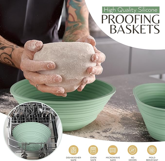 Wildsky Co Sourdough Bread Baking Supplies, Sourdough Starter Kit, Bread Proofing Basket, Bread Making Tools, Sour Dough Kit, Sourdough Proofing Basket, Sourdough Kit Gifts for Bakers Women Wife Mom