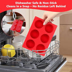 3-Pack 6-Cup Silicone Muffin Pan - Non-Stick Baking Mold for Cupcakes, Muffin Cupcake Pans Molds for Baking, Cornbread, Eggs - Red