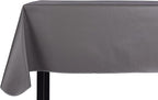 Yourtablecloth Heavy Duty Vinyl Rectangle or Square Tablecloth – 6 Gauge Heavy Duty Tablecloth – Flannel Backed – Wipeable Tablecloth with Vivid Colors & Many Sizes 52 x 120 Gray