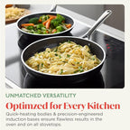Orfeo 10 Piece Nonstick Cookware Set, Made in Italy, Diamond Ceramic PFAS-Free Pots & Pans, Induction Ready, Scratch Resistant, Laser-Fused Surface for Durability, Dishwasher Safe, Black