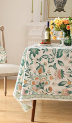 patdrea Designer Green Rectangle Table Cloth,Vintage Italian Floral Country Linen Breathable Tablecloth,Decor Cover for Kitchen Dining,Christmas,Tea Party,Thanksgiving,63"x94"-Tree Life