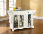 Crosley Furniture Alexandria Granite Top Rolling Kitchen Island Storage Cart, Microwave Stand, Spice Rack, White