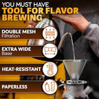 Stainless Steel Pour Over Coffee Maker With Cleaning Brush & Non-Slip Silicone Handle - 2 Cups Capacity Stainless Steel Coffee Pour Over Dripper With Secure Wide Base, Clean Flavor Paperless