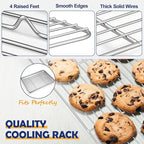 12.5 Inch Baking Sheet Pan with Rack Set, Joyfair Stainless Steel Toaster Oven Pans Tray & Cooling Racks for Cookie/Jelly Roll/Bacon/Meat, Commercial Metal & Rust-free, Dishwasher Safe