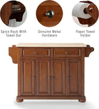 Crosley Furniture Alexandria Wood Top Rolling Kitchen Island Storage Cart, Microwave Stand, Spice Rack, Cherry