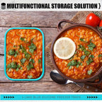 Nuogo 4 Pcs 6 Cup Silicone Freezer Trays with Lid Soup Containers Reusable Freezer Silicone Molds Rectangle Containers Ice Trays for Soups Sauces Stews Curries, Lake Blue