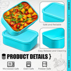Nuogo 8 Pcs 6 Cup Silicone Freezer Trays with Lid Soup Containers Reusable Freezer Silicone Molds Rectangle Containers Ice Trays for Sauces Stews Curries, Lake Blue