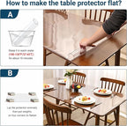 Clear Table Cover Protector Rectangle 38 x 60 Inch, 1.5mm Transparent Plastic Table Protector Waterproof, Anti-Scratch Clear Desk Mat for Office Desktop Dresser Dining Table, FDA Compliant