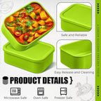 Nuogo 4 Pcs 6 Cup Silicone Freezer Trays with Lid Soup Containers Reusable Freezer Silicone Molds Rectangle Containers Ice Trays for Soups Sauces Stews Curries, Green